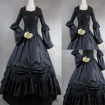 Gothic vintage mežģīnes garām piedurknēm viktorijas kleita pils princese sweet lolita kleita kawaii meitene gothic lolita op loli cosplay