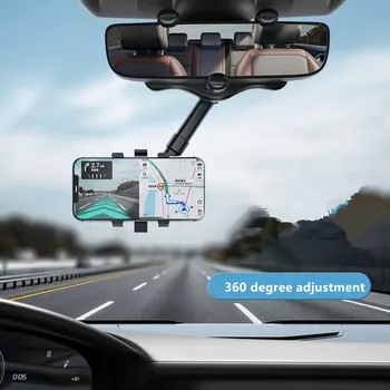 360 Rotējoša Auto Atpakaļskata Spogulī, Tālruņa Turētājs Stiprinājums Tālruņa GPS Turētājs, Universālā Teleskopiskā Auto Telefona Turētājs Stāvēt Statņa Balstenis